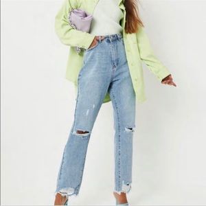 Missguided denim, high-rise, thigh slash, straight jeans